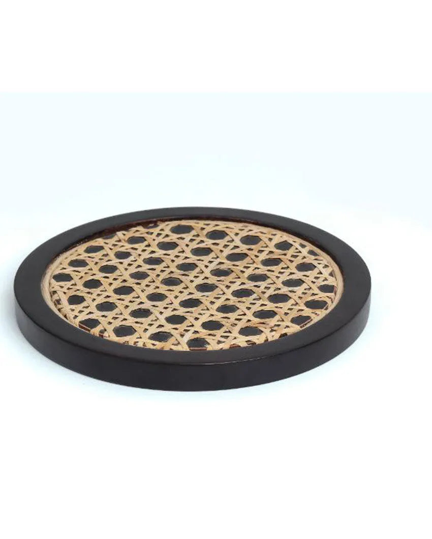 Walnut Disc Rosemary Wicker Trivet Dark Brown