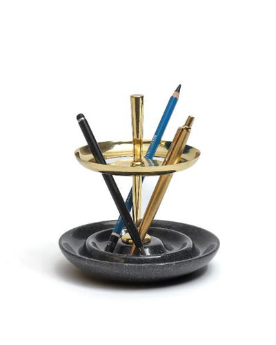 Glossy Bau Marble Pen Stand Black