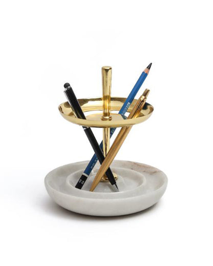 Glossy Bau Marble Pen Stand White