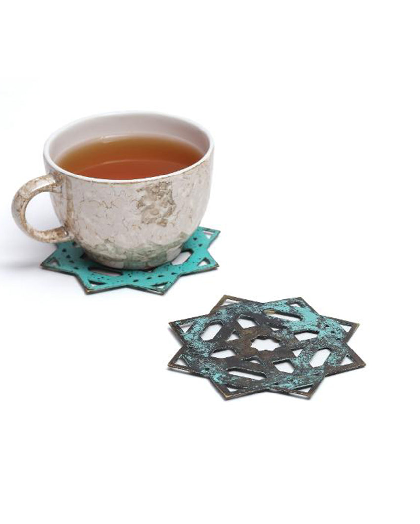 Mantra Brass Coasters | Set Of 2 Turquoise