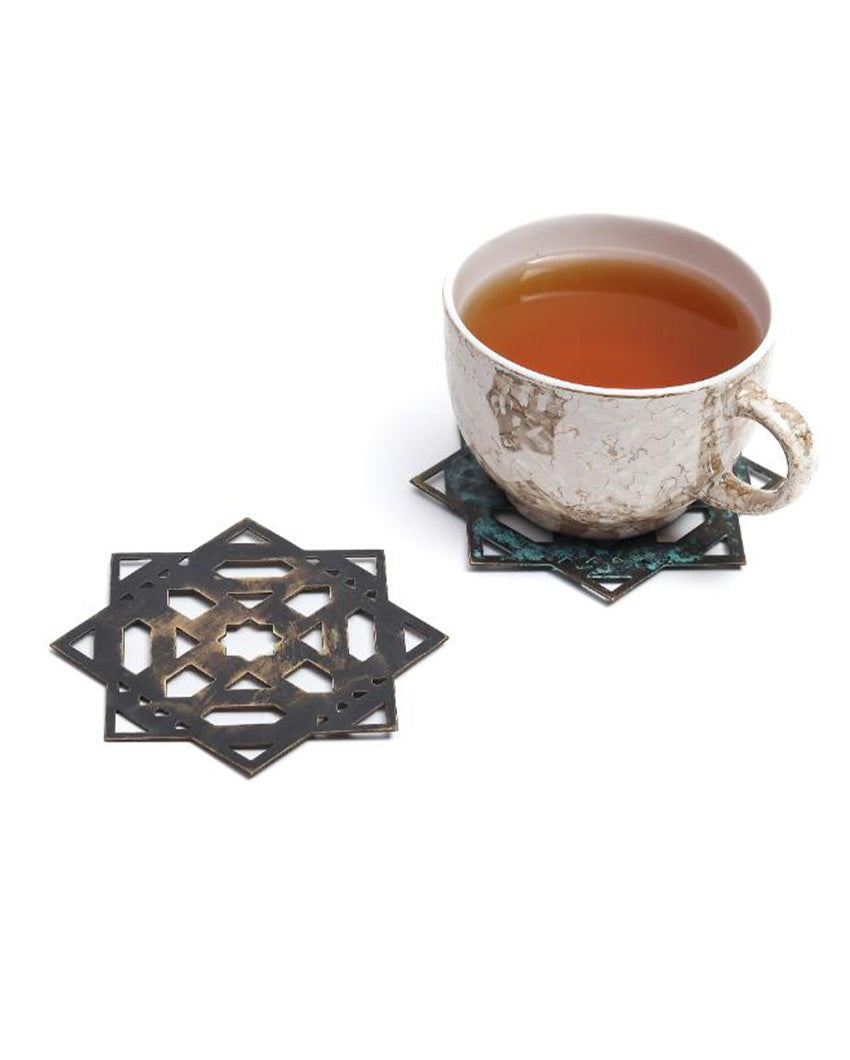 Mantra Brass Coasters | Set Of 2 Brown