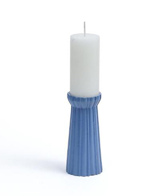 Blue Qutub Azure Aluminum Candle Stand Large (5.2 inches)