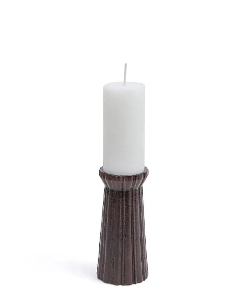 Brown Qutub Aluminum Candle Stand Large (5.2 inches)