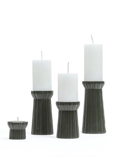 Qutub  Azure Aluminum Candle Stands | Set Of 4 Grey