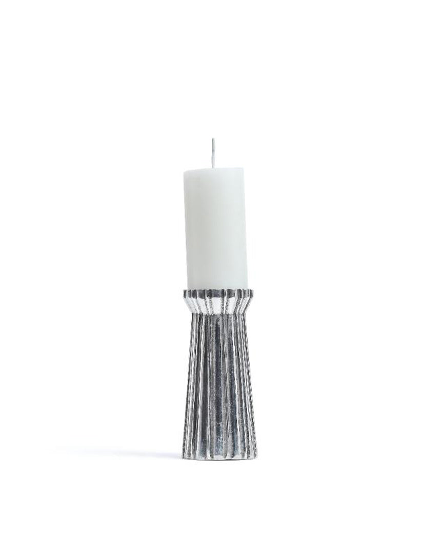 Silver Qutub Aluminum Candle Stand Large (5.2 inches)