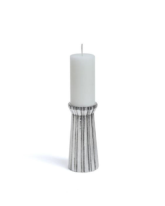 Silver Qutub Aluminum Candle Stand Large (5.2 inches)