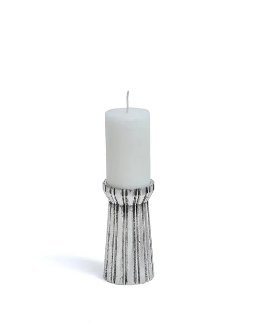 Silver Qutub Aluminum Candle Stand Medium (5 inches)