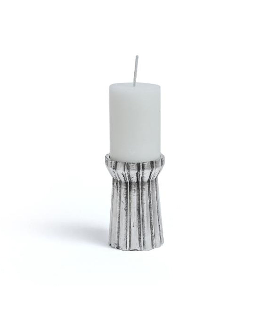 Silver Qutub Aluminum Candle Stand Small (4 inches)