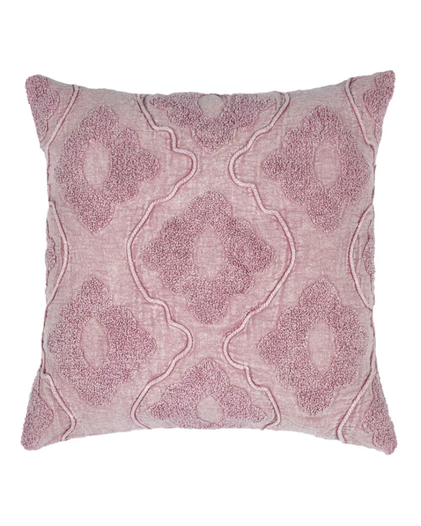 Ritualistic Design Tufted Cushion Covers | Set of 2 | 18 x 18 Inches Red