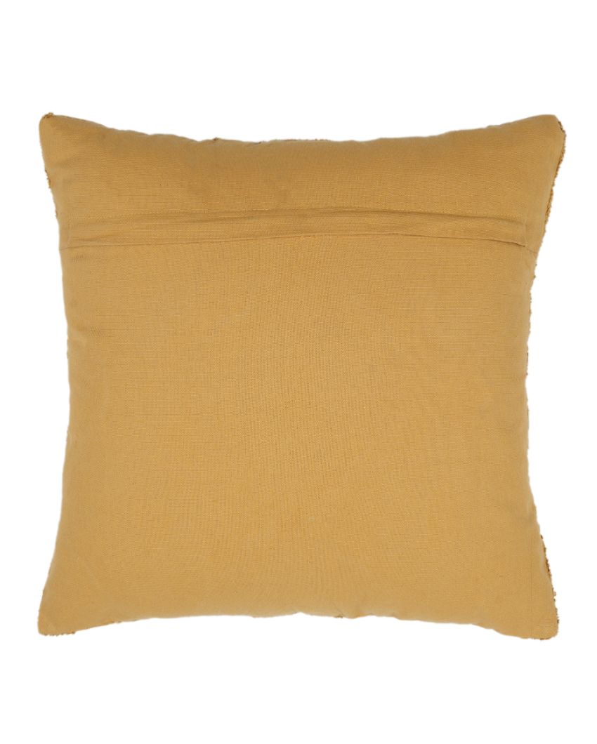Ritualistic Design Tufted Cushion Covers | Set of 2 | 18 x 18 Inches Mustard