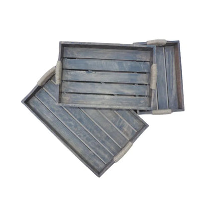 Grey Patti Wooden Serving Tray | Set of 3