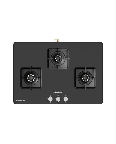 Slimmest Magnite 3 Burner Glass Hob Top Cooktop Manual Ignition | ISI Certified