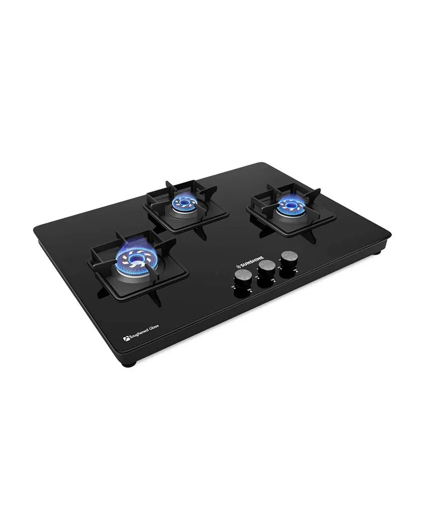 Slimmest Magnite 3 Burner Glass Hob Top Cooktop Manual Ignition | ISI Certified