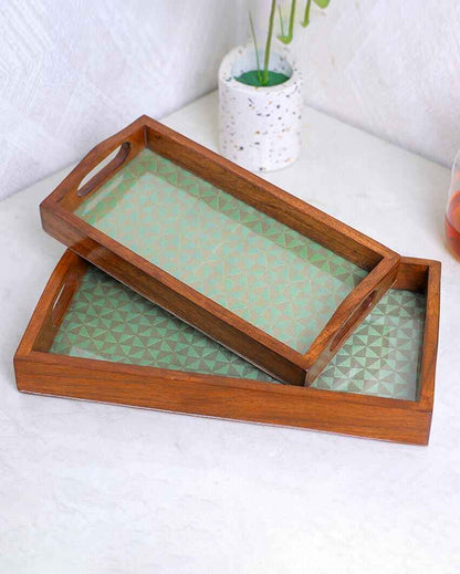 Exquisite Craft Handcrafted Wooden Serving Trays | Set of 2