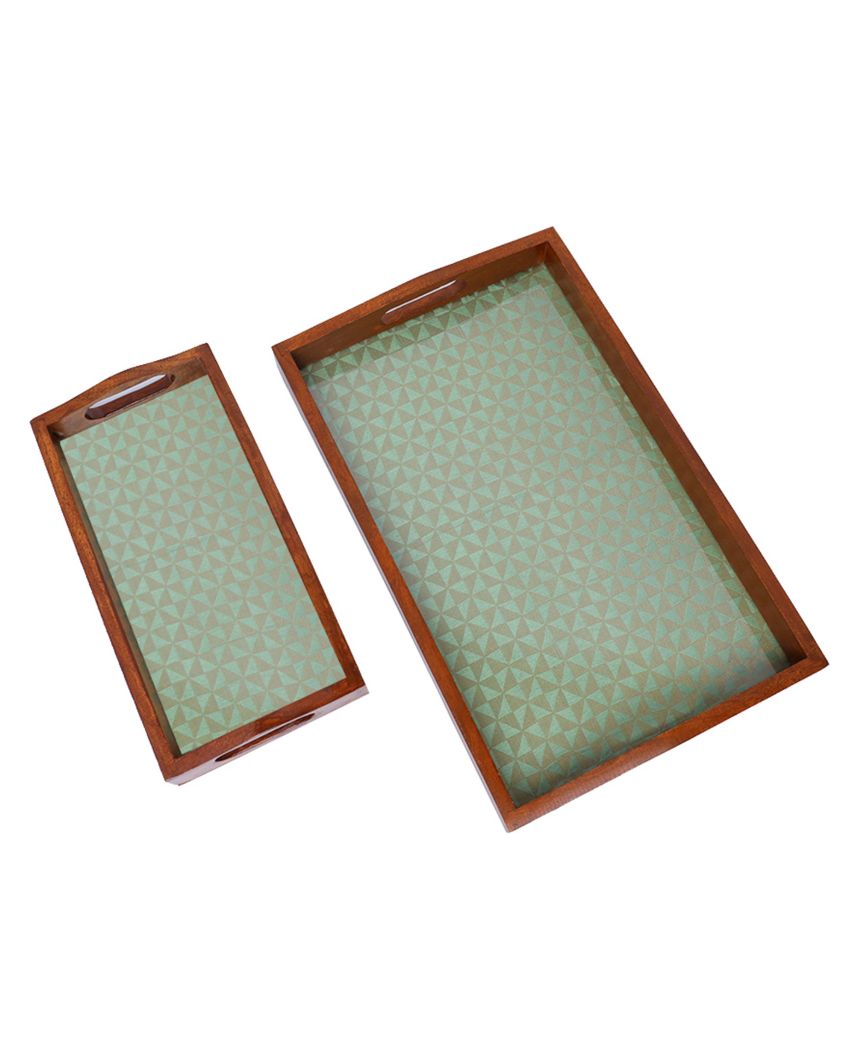 Exquisite Craft Handcrafted Wooden Serving Trays | Set of 2