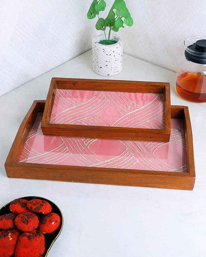 Rustic Refinement Artisan Wooden Trays | Set of 2