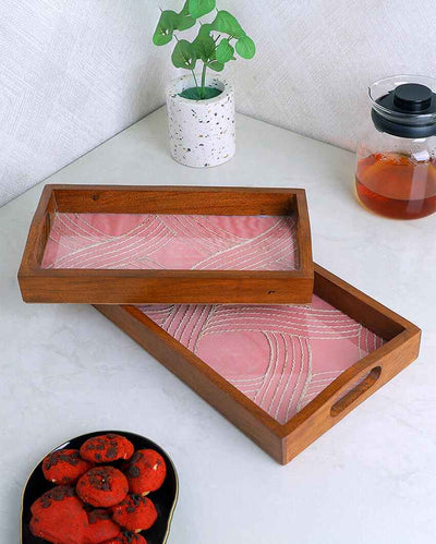 Unique Handcrafted Wooden Serving Trays | Set of 2