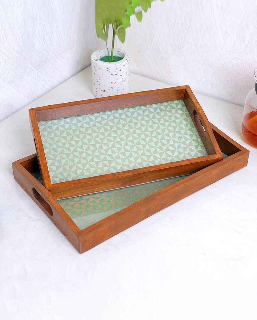 Handcrafted Heritage Elegant Wooden Trays | Set of 2