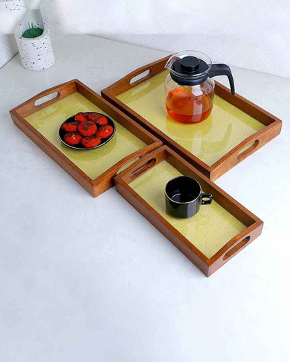 Handcrafted Luxury Wooden Serving Trays | Set of 3