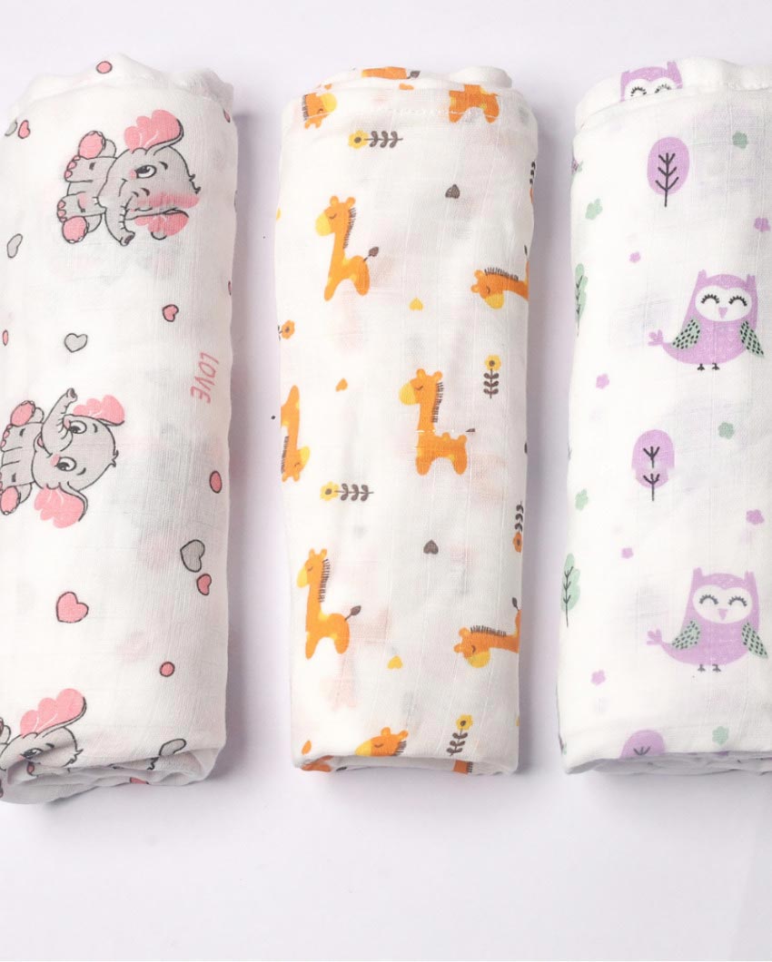 Premium Muslin Baby Swaddles | Set Of 3 | 39 x 39 inches