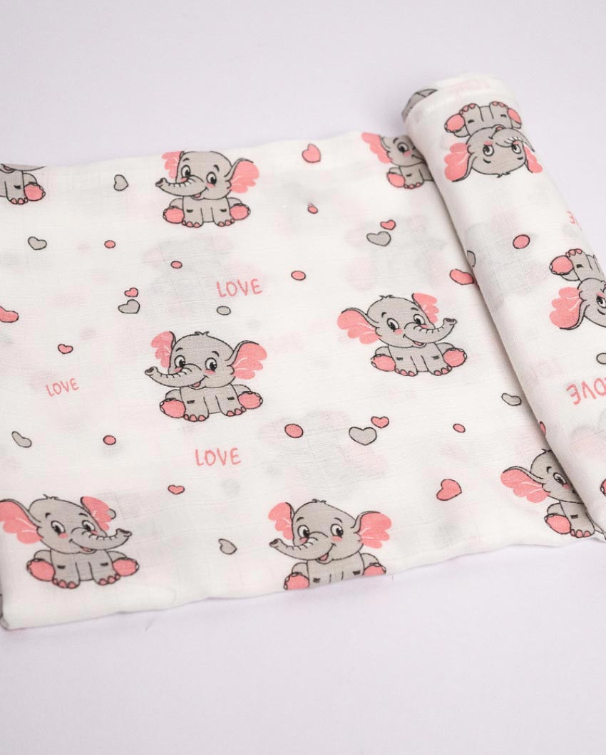 Charming Muslin Elephant Baby Swaddle | 39 x 39 inches