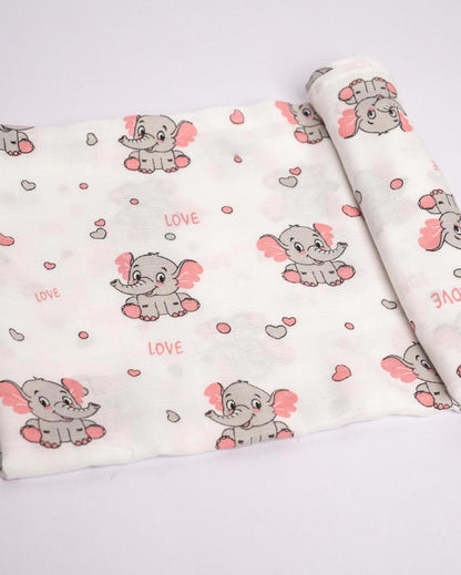 Charming Muslin Elephant Baby Swaddle | 39 x 39 inches