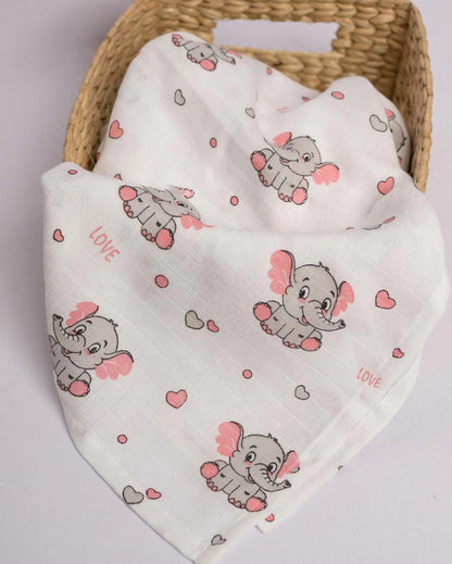 Charming Muslin Elephant Baby Swaddle | 39 x 39 inches