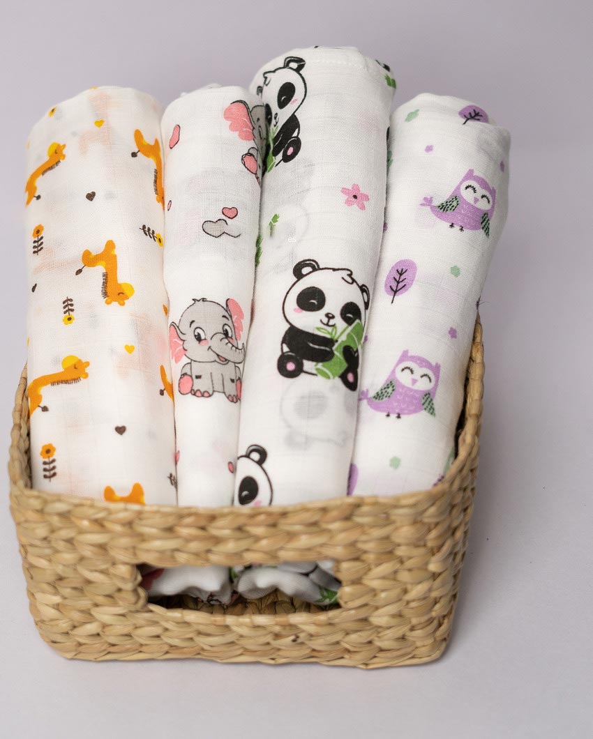 Soft & Cozy Muslin Baby Swaddles | Set Of 4 | 39 x 39 inches