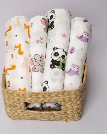 Soft & Cozy Muslin Baby Swaddles | Set Of 4 | 39 x 39 inches