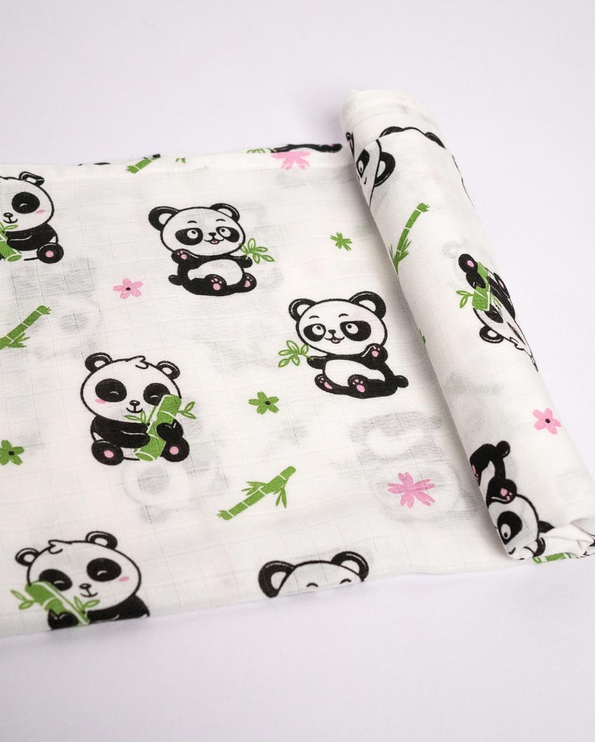 Adorable Muslin Panda Baby Swaddle | 39 x 39 inches