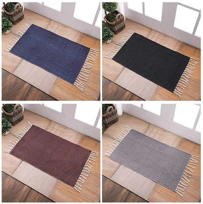 Cotton Plain Floor Rugs Dhurrie | Set of 4 Default Title