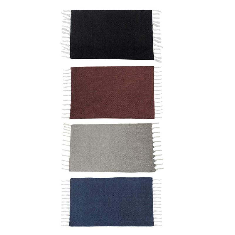 Cotton Plain Floor Rugs Dhurrie | Set of 4 Default Title