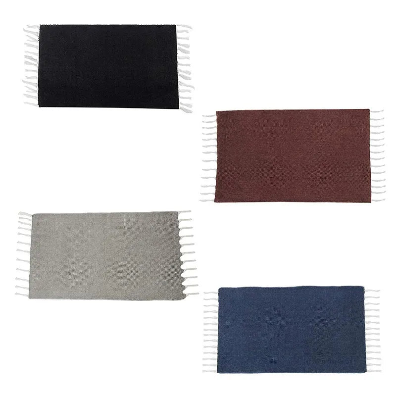 Cotton Plain Floor Rugs Dhurrie | Set of 4 Default Title