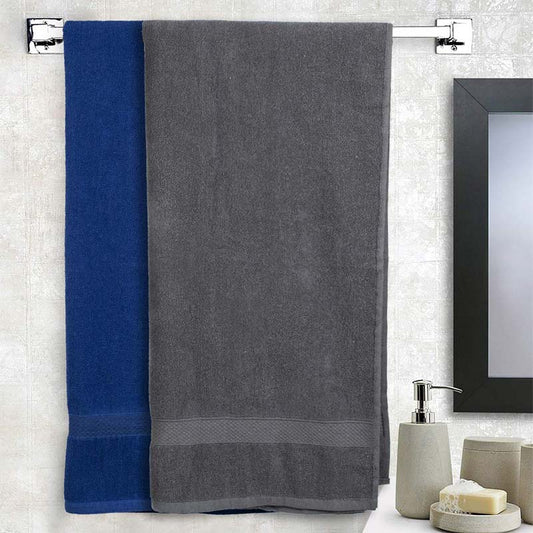 Royal Blue & Grey Bath Towel  | Set Of 2 Default Title