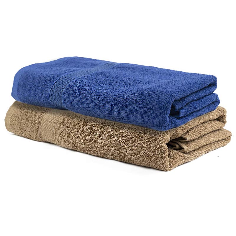 Royal Blue & Biege Bath  Towel Pack Of 2 Default Title