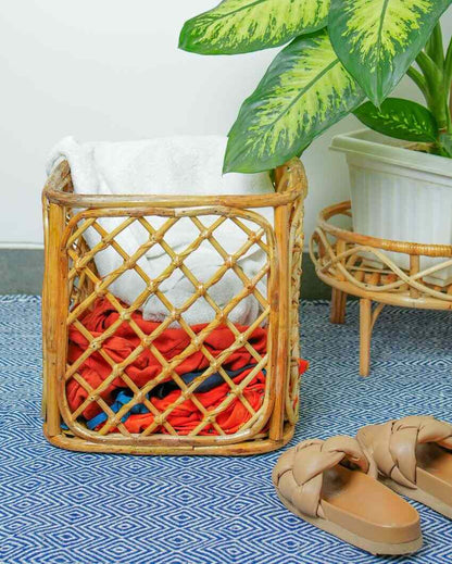 Woven Rattan Laundry Basket | 13 x 14 inches