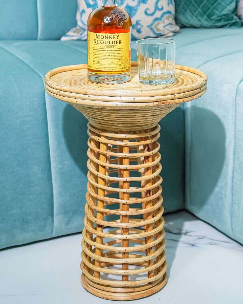 Tikli Rattan Drink Side Table | 14 x 19 inches