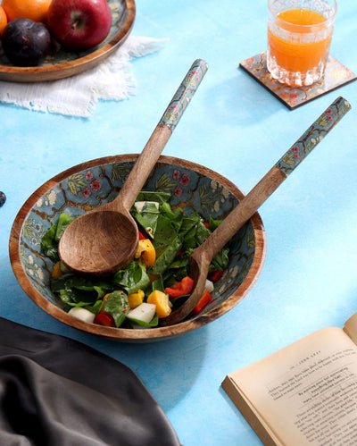 Smooth Surface Wooden Salad Bowl with Servers | Set of 3