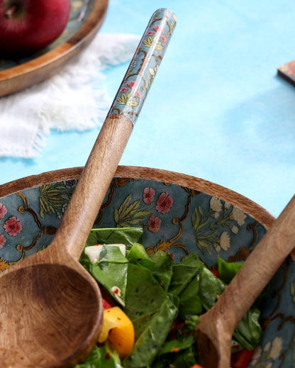 Smooth Surface Wooden Salad Bowl with Servers | Set of 3