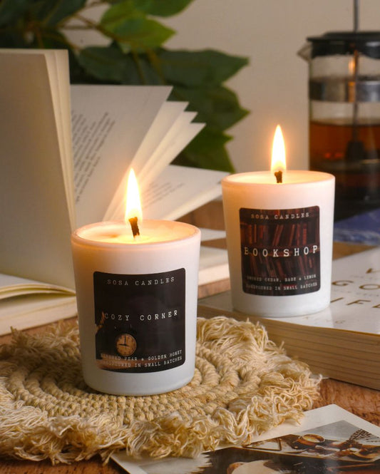 Cozy Corner & Bookshop Scented Candles Gift | Set of 2