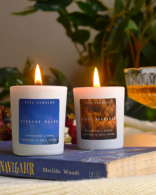 Evening Walk & Misty Morning Scented Candles | Set of 2
