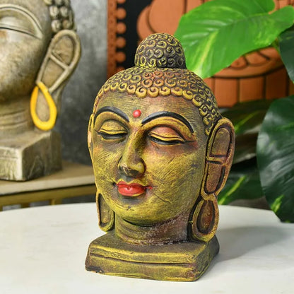 Terracotta Meditating Buddha Head Tabletop | 9 Inches