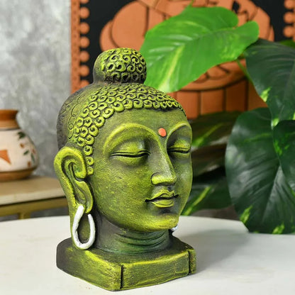 Terracotta Meditating Buddha Head Tabletop | 9 Inches