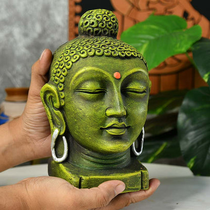 Terracotta Meditating Buddha Head Tabletop | 9 Inches