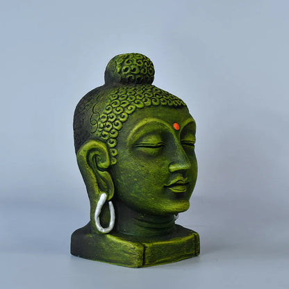 Terracotta Meditating Buddha Head Tabletop | 9 Inches