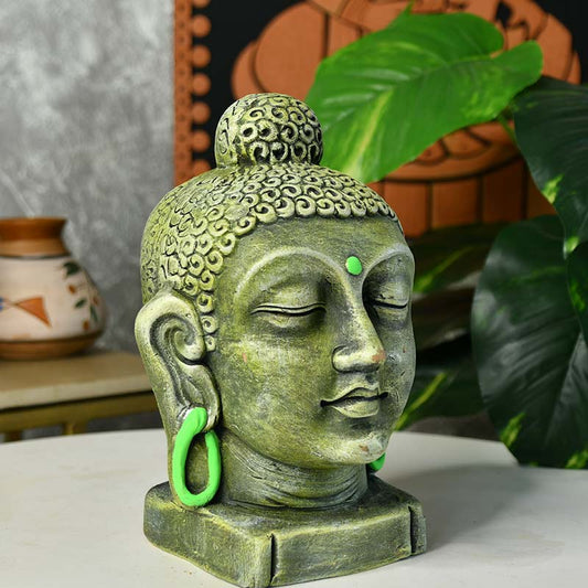 Terracotta Meditating Buddha Head Tabletop | 9 Inches