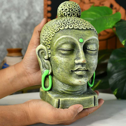 Terracotta Meditating Buddha Head Tabletop | 9 Inches