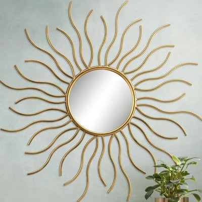 Radiant and Eye-Catching Design Metal Shining Sun Wall Mirror | 24 inches