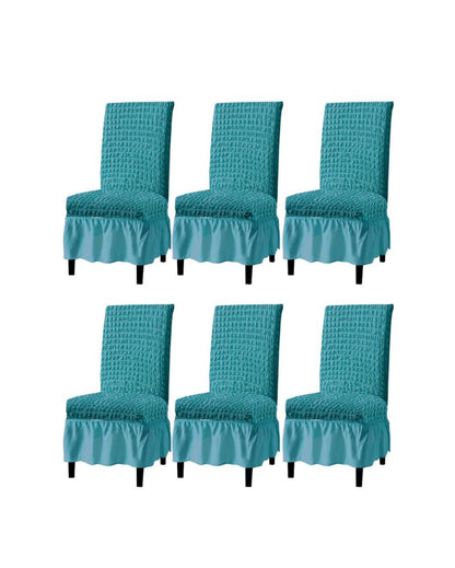 Polyester Bubble Stretchable Slip Chair Cover | Set of 6 | 16 x 16 x 18 inches