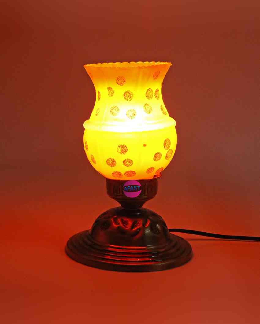 Hibiskus Decorative Metal & Glass Shade Colorful Table Lamp | 6 x 8 inches